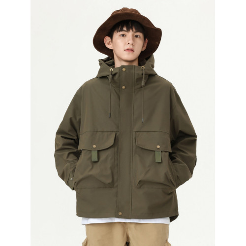 工裝夾克男士秋冬款潮牌休閒寬鬆連帽戶外防風非沖鋒衣外套