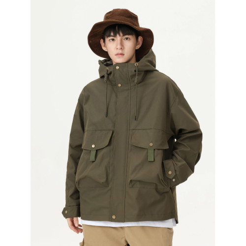 工裝夾克男士秋冬款潮牌休閒寬鬆連帽戶外防風非沖鋒衣外套