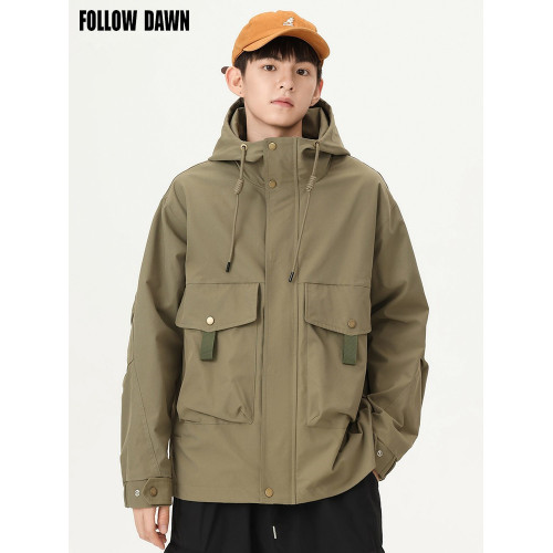 工裝夾克男士秋冬款潮牌休閒寬鬆連帽戶外防風非沖鋒衣外套