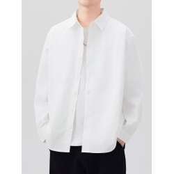 JEEP SPIRIT時尚潮流純白色襯衫男長袖2026春季新款寬鬆純棉休閒