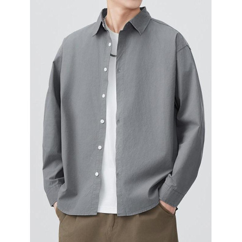 JEEP SPIRIT時尚潮流純白色襯衫男長袖2026春季新款寬鬆純棉休閒