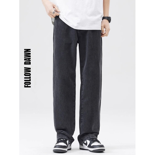 黑色牛仔褲男2025年春季新款寬鬆潮流直筒垂感休閒濶腿褲子