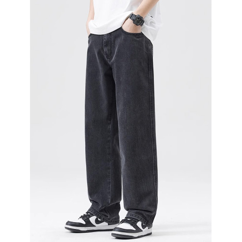 黑色牛仔褲男2025年春季新款寬鬆潮流直筒垂感休閒濶腿褲子