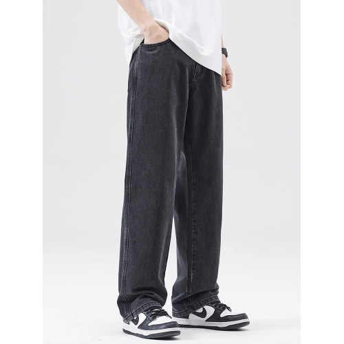 黑色牛仔褲男2025年春季新款寬鬆潮流直筒垂感休閒濶腿褲子