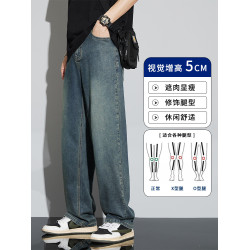 夏季薄款天絲牛仔褲男士2025新款潮牌復古直筒寬松濶腿冰絲長褲子