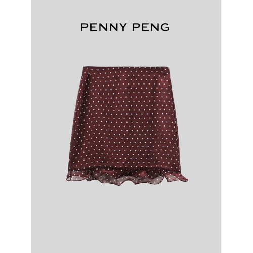 PENNYPENG 波爾卡舞曲 日常復古波點百搭短裙夏季 DG04231