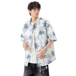 WASSUP NURAYA夏威夷沙灘襯衫短袖夏季寬松痞帥情侶度假休閒襯衣