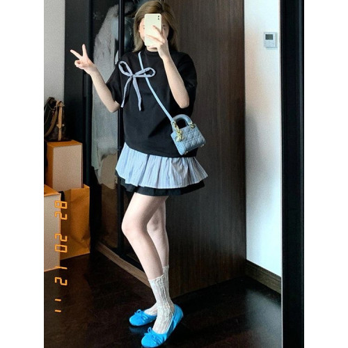 胖貴貴大碼胖mm短袖T恤短裙女夏季新款寬松遮肉顯瘦減齡兩件套女
