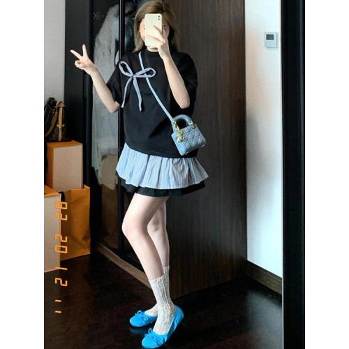 胖貴貴大碼胖mm短袖T恤短裙女夏季新款寬松遮肉顯瘦減齡兩件套女