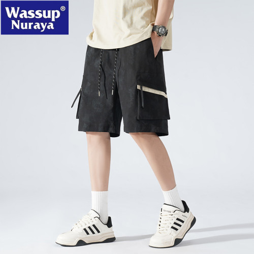 WASSUP NURAYA工裝短褲男夏季2025新款寬松沙灘五分褲青年直筒褲