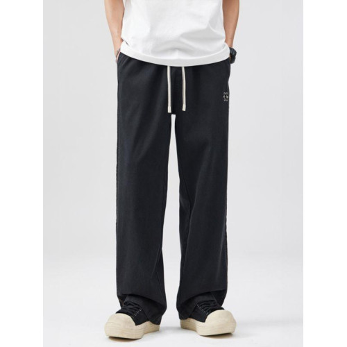 潮牌側邊條紋運動休閒褲男寬鬆直筒2025春秋季高品質長褲子