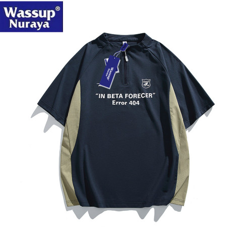 WASSUP Nuraya潮牌速乾短袖T恤男夏季半拉鍊圓領運動情侶休閒半袖 WASSUP Nuraya潮牌速乾短袖T恤男夏季半拉鍊圓領運動情侶休閒半袖