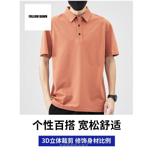 夏潮流襯衫領短袖POLO衫2025新款純色高級感短袖T恤男上