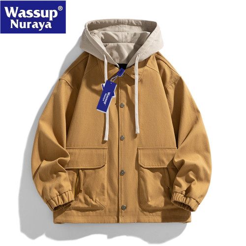 WASSUP Nuraya潮牌假兩件外套男春秋季寬鬆休閒百搭夾克情侶上款