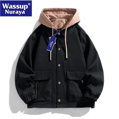 WASSUP Nuraya潮牌假兩件外套男春秋季寬鬆休閒百搭夾克情侶上款