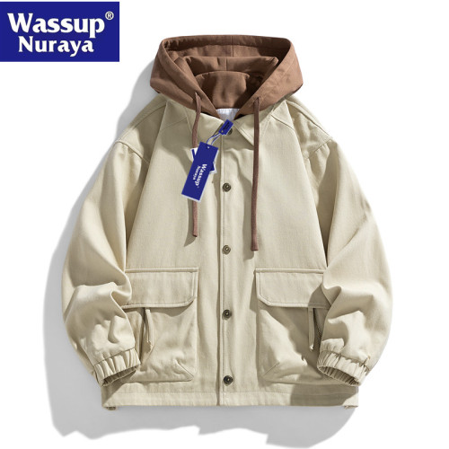 WASSUP Nuraya潮牌假兩件外套男春秋季寬鬆休閒百搭夾克情侶上款