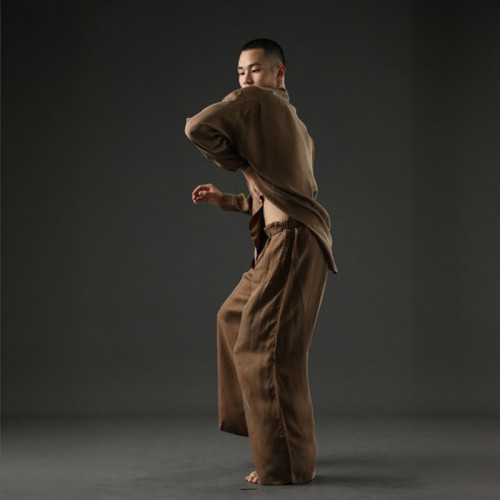 謝訢同款原創DANCE系列Soft銅氨絲涼感垂墜襯衫褲子竹青沼澤椰棕