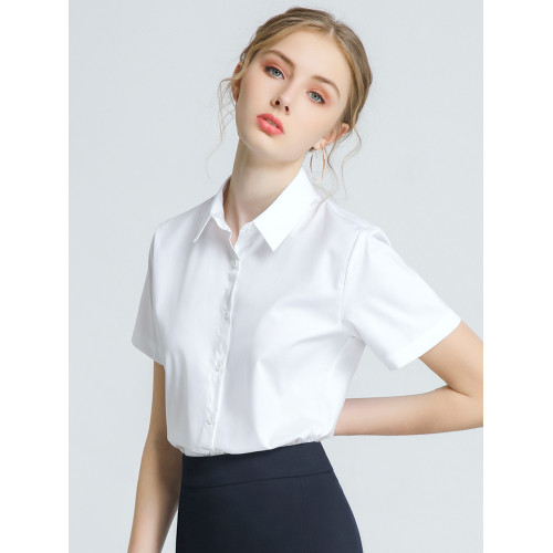 白色短袖女士襯衫2025新款夏季職業裝正裝工作服高級面試工裝襯衣