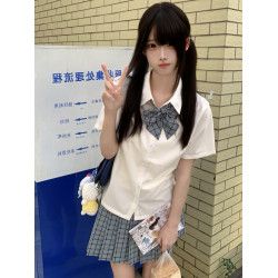 花千豬原創 小澄中襯衫     學院風基礎款白色短袖jk製服內搭上衣