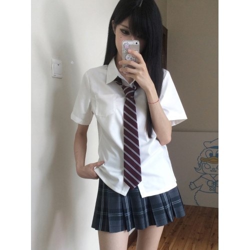 花千豬原創 小澄中襯衫     學院風基礎款白色短袖jk製服內搭上衣