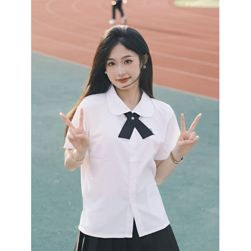 夏季畢業班服女泰式校服jk襯衫短袖學院風白襯衣學生製服套裝泰國
