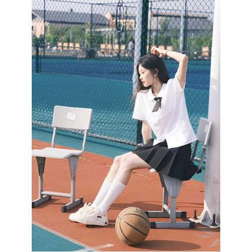 夏季畢業班服女泰式校服jk襯衫短袖學院風白襯衣學生製服套裝泰國