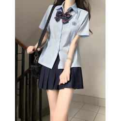 夏日和風鈴 禾玲中 基礎款風琴褶原創JK製服短袖襯衫日系學院風