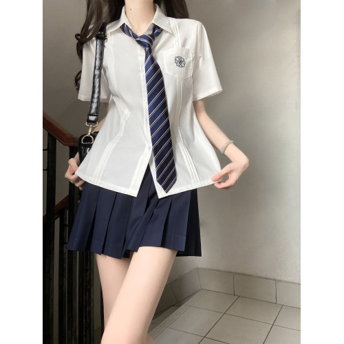 夏日和風鈴 禾玲中 基礎款風琴褶原創JK製服短袖襯衫日系學院風
