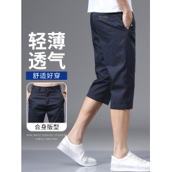 啄木鳥純棉七分褲男士短褲夏季新款直筒休閒夏天薄款冰絲褲子K