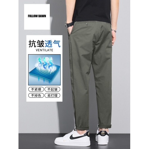 2025新款純棉休閒褲男士夏季款寬松直筒錐形長褲子痞帥男