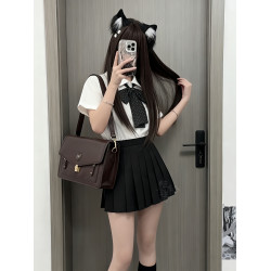 姬物語36cm狗短JK超短裙製服純色畢業照黑色百褶裙女夏學院風灰色