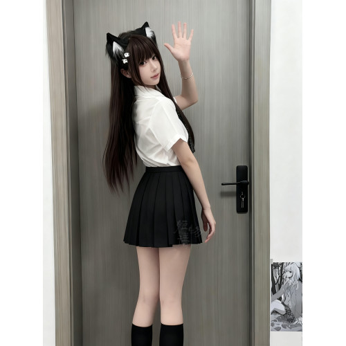 姬物語36cm狗短JK超短裙製服純色畢業照黑色百褶裙女夏學院風灰色 姬物語36cm狗短JK超短裙製服純色畢業照黑色百褶裙女夏學院風灰色