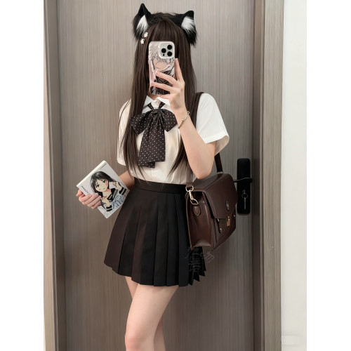 姬物語36cm狗短JK超短裙製服純色畢業照黑色百褶裙女夏學院風灰色 姬物語36cm狗短JK超短裙製服純色畢業照黑色百褶裙女夏學院風灰色