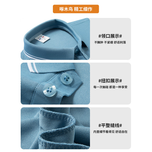 【親膚透氣】啄木鳥夏季冰絲POLO衫中年男士短袖T恤休閒翻領上衣C