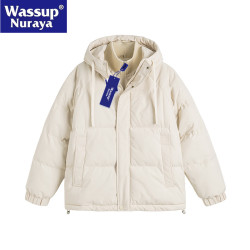WASSUP Nuraya潮牌棉衣男女冬季寬鬆休閒連帽情侶假兩件棉服外套
