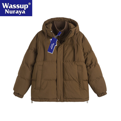 WASSUP Nuraya潮牌棉衣男女冬季寬鬆休閒連帽情侶假兩件棉服外套