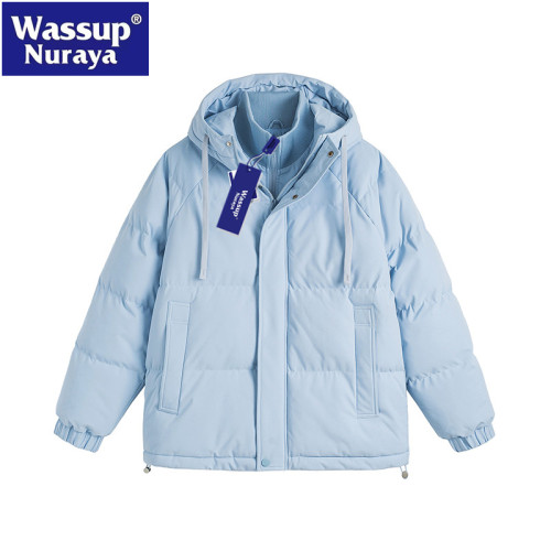 WASSUP Nuraya潮牌棉衣男女冬季寬鬆休閒連帽情侶假兩件棉服外套