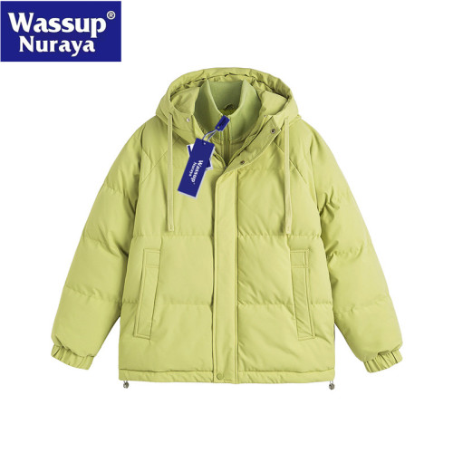 WASSUP Nuraya潮牌棉衣男女冬季寬鬆休閒連帽情侶假兩件棉服外套