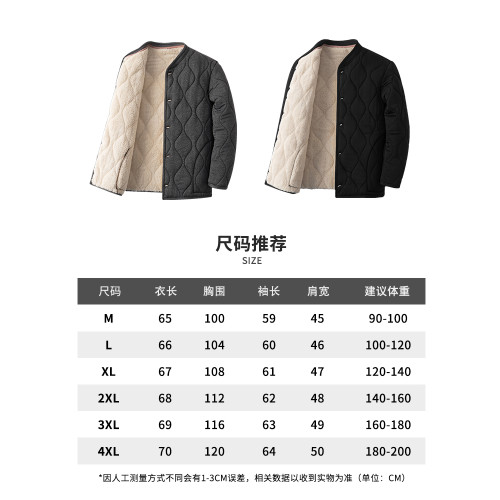 啄木鳥冬季男士新款羊駝絨棉服中老年保暖外套爸爸裝內膽小棉襖C