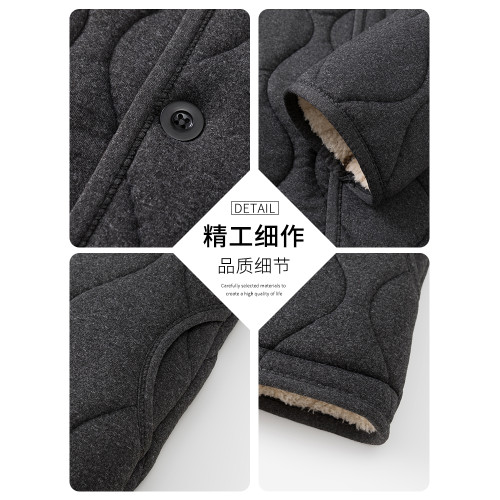 啄木鳥冬季男士新款羊駝絨棉服中老年保暖外套爸爸裝內膽小棉襖C