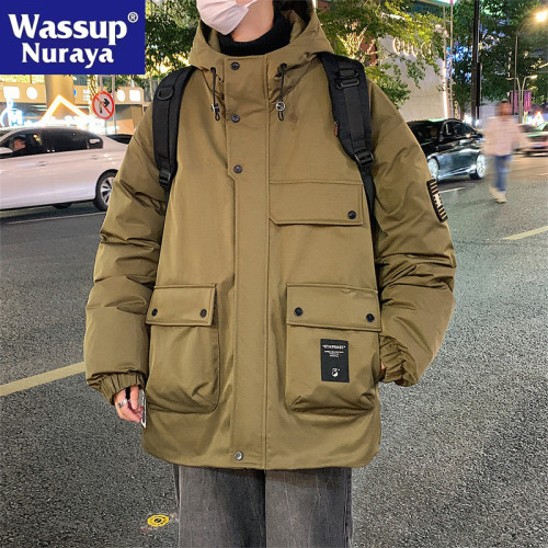 WASSUP NURAYA男士冬季羽絨棉服2024新款棉衣男連帽加厚保暖外套