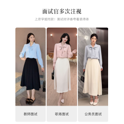 伯德小姐粉色長袖襯衫女教師穿搭職業裝上衣編製面試通勤雪紡襯衣
