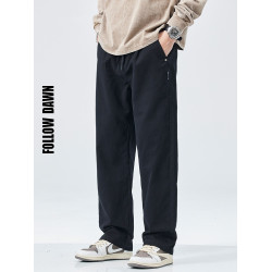 春季黑色純棉褲子男款寬鬆直筒2025新款潮牌簡約百搭男士休閒褲