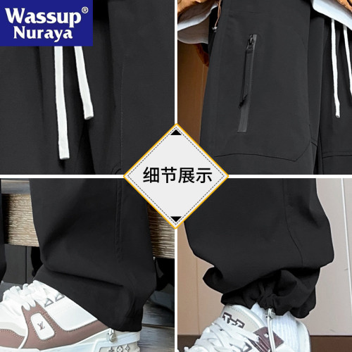 WASSUP NURAYA美式工裝褲男春秋潮牌寬松休閒長褲青年繖兵沖鋒褲
