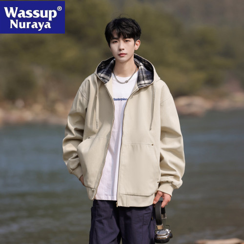 WASSUP NURAYA夾克外套男春秋2025新款寬松休閒連帽百搭情侶上衣