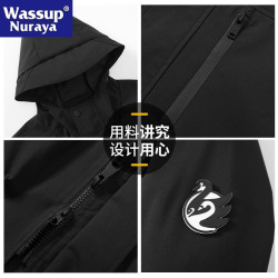 WASSUP NURAYA中長款風衣男春秋潮牌百搭胖子青少年大衣夾克外套