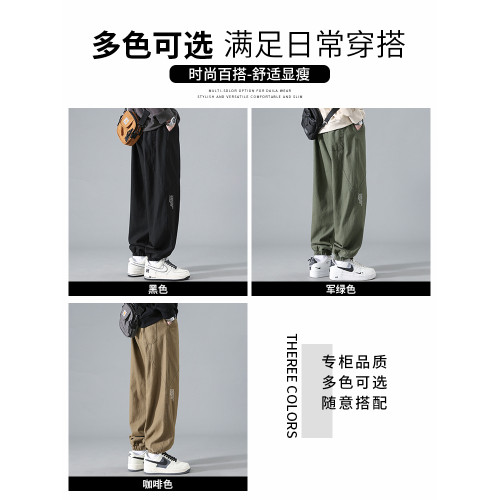 啄木鳥官方2025夏季薄款美式束腳工裝褲子男士運動束腳褲休閒長褲