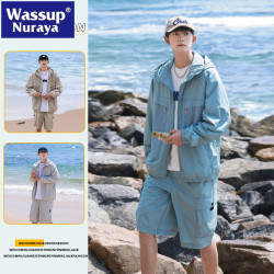 WASSUP NURAYA冰絲防曬衣套裝男休閒運動夏季搭配帥氣短褲兩件套