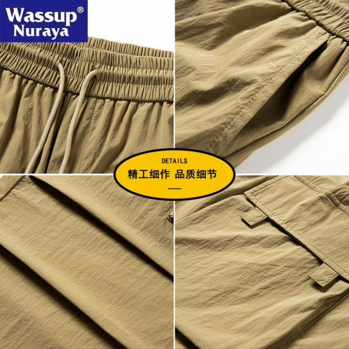 WASSUP Nuraya潮牌美式機能繖兵工裝褲男戶外防水登山寬松休閒褲