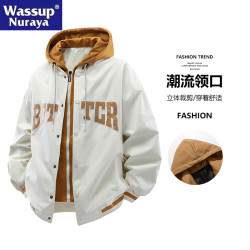 WASSUP Nuraya潮牌假兩件夾克男士春秋防風連帽外套男生青年上衣